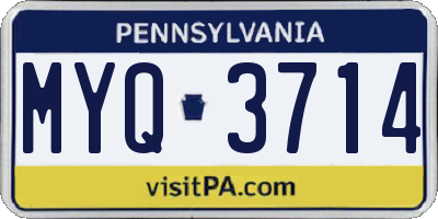 PA license plate MYQ3714