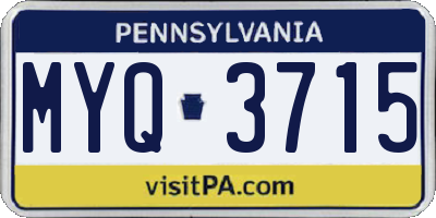 PA license plate MYQ3715