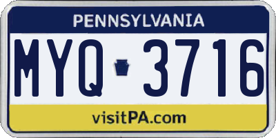 PA license plate MYQ3716