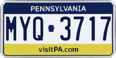 PA license plate MYQ3717