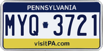 PA license plate MYQ3721