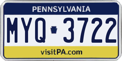 PA license plate MYQ3722