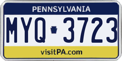 PA license plate MYQ3723