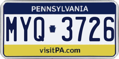 PA license plate MYQ3726