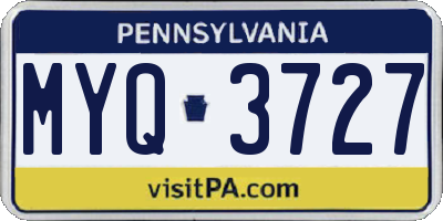 PA license plate MYQ3727