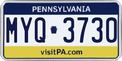 PA license plate MYQ3730