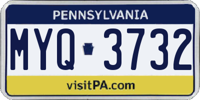PA license plate MYQ3732
