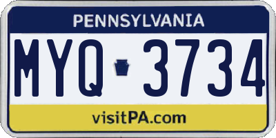 PA license plate MYQ3734