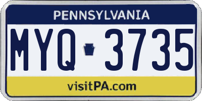PA license plate MYQ3735