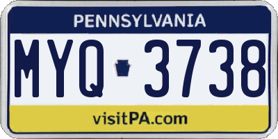 PA license plate MYQ3738