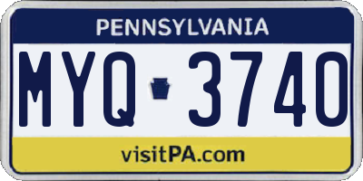 PA license plate MYQ3740