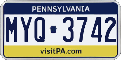 PA license plate MYQ3742