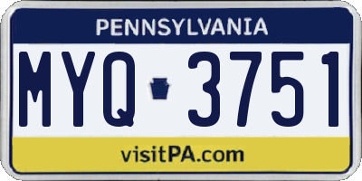 PA license plate MYQ3751
