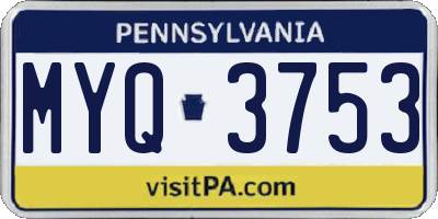 PA license plate MYQ3753