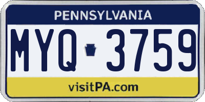 PA license plate MYQ3759