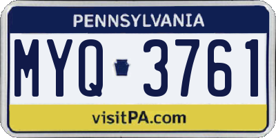 PA license plate MYQ3761