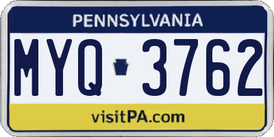 PA license plate MYQ3762
