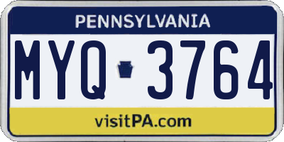 PA license plate MYQ3764