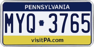 PA license plate MYQ3765