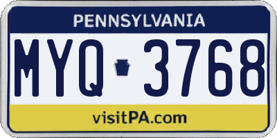 PA license plate MYQ3768