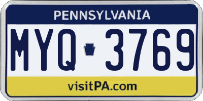 PA license plate MYQ3769