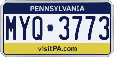 PA license plate MYQ3773