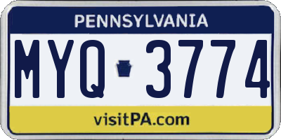 PA license plate MYQ3774