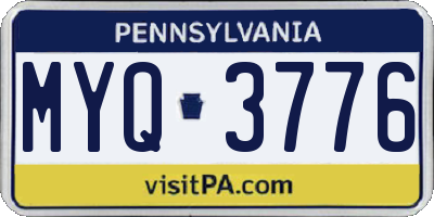 PA license plate MYQ3776