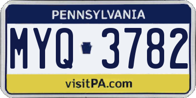 PA license plate MYQ3782