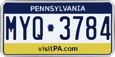 PA license plate MYQ3784