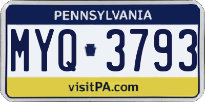 PA license plate MYQ3793