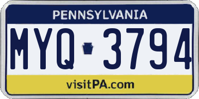 PA license plate MYQ3794