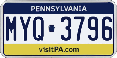 PA license plate MYQ3796