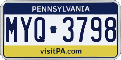 PA license plate MYQ3798