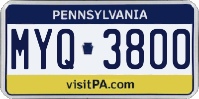 PA license plate MYQ3800
