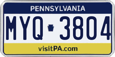 PA license plate MYQ3804