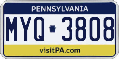 PA license plate MYQ3808