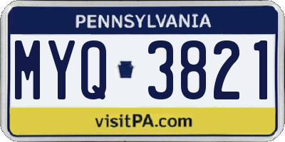 PA license plate MYQ3821