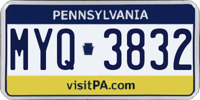 PA license plate MYQ3832