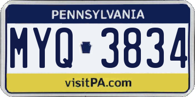 PA license plate MYQ3834