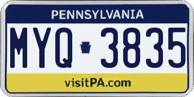 PA license plate MYQ3835