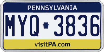 PA license plate MYQ3836