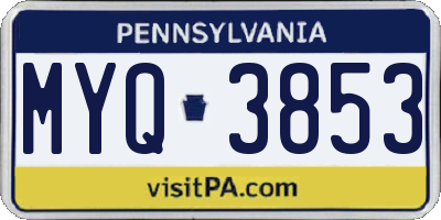 PA license plate MYQ3853