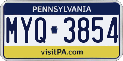 PA license plate MYQ3854
