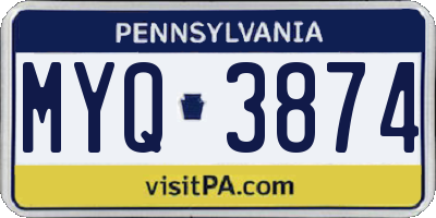 PA license plate MYQ3874
