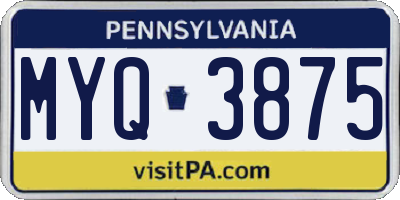 PA license plate MYQ3875