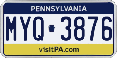 PA license plate MYQ3876