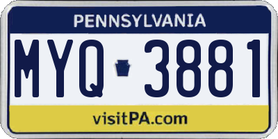 PA license plate MYQ3881