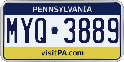 PA license plate MYQ3889