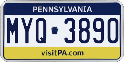 PA license plate MYQ3890